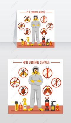 防治虫鼠服务说明害虫控制服务载体插图矢量图